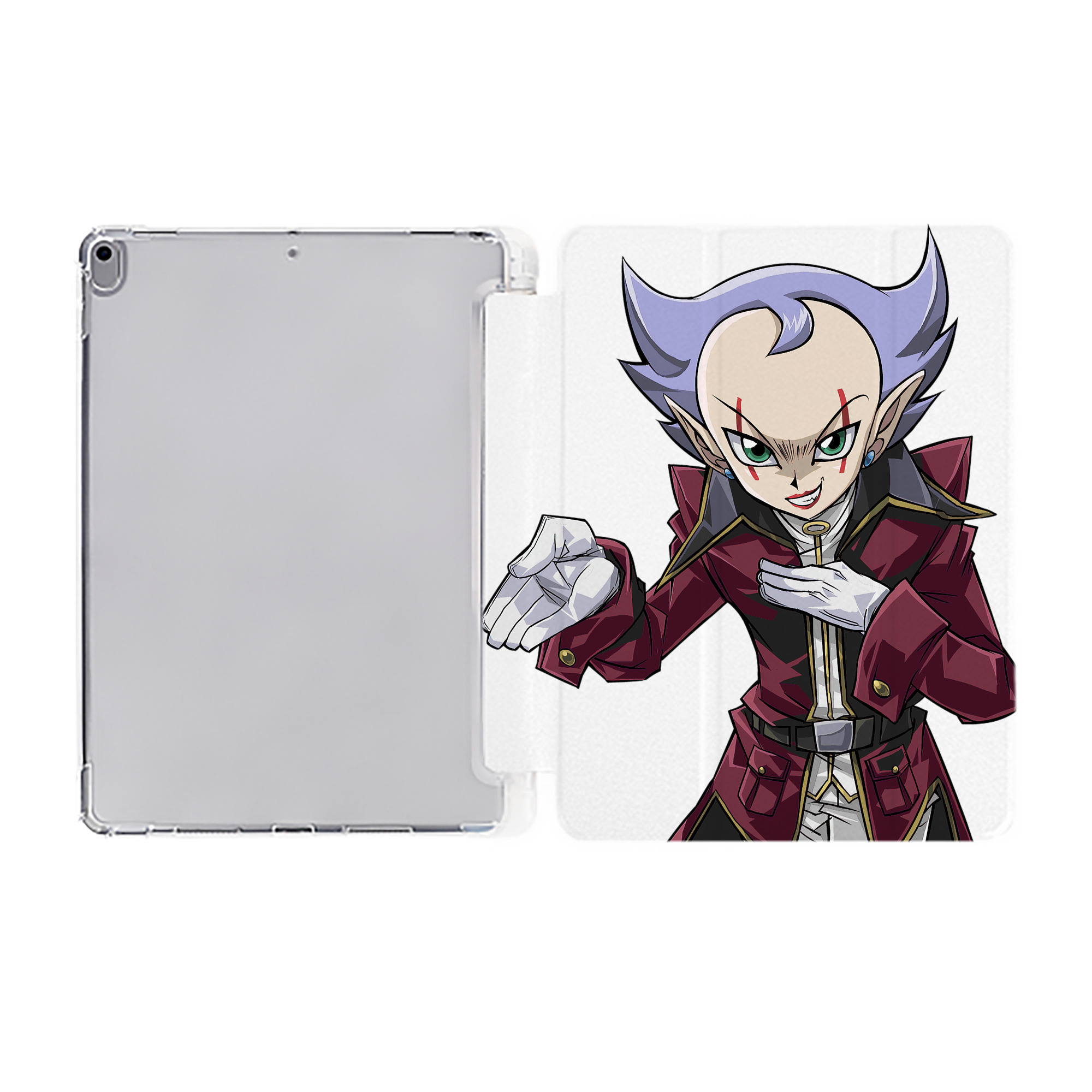 （画像用） 遊☆戯☆王 Yu-Gi-Oh! IPad ケース ペン収納付き 三つ折りスタンド PUレザー×シリコン 対応機種9.5/10.5/10.9インチ